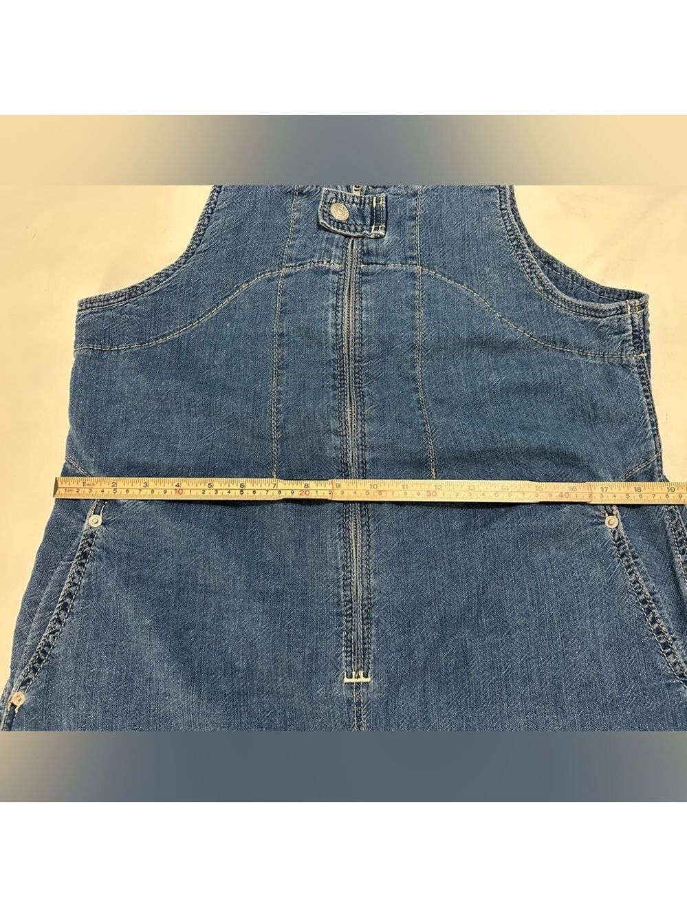 FREE PEOPLE SOFT BLUE DENIM OVERALLS ZIP FRONT SNAP CLOSURE WIDE LEG SIZE MEDIUM - Picture 12 of 14
